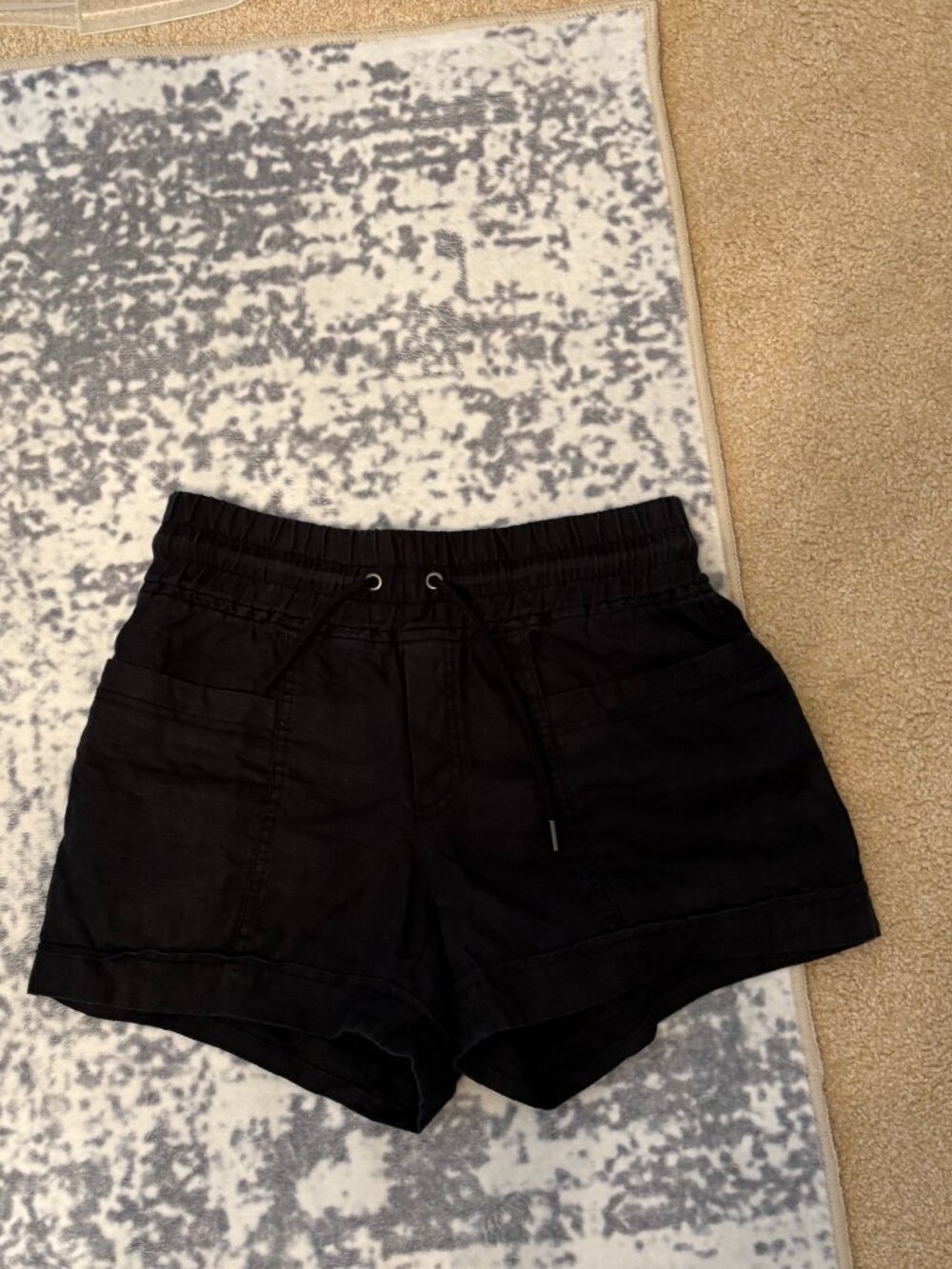 Athleta Cabo Linen 4" Shorts Black Size 0 100% Linen